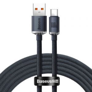 BASEUS CRYSTAL KABEL USB NA USB-C, 100W, 1.2M (CRNI)