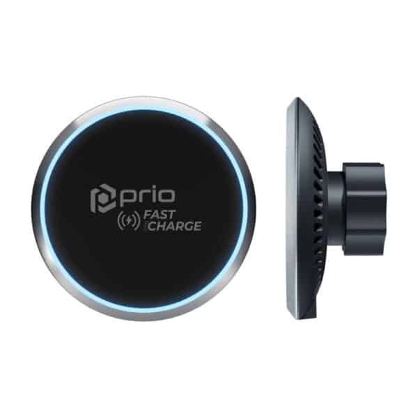 Prio Fast Charge magnetski bežični auto punjač 15W (USB C) crni