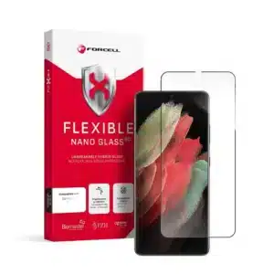 Forcell Flexible Nano Glass 5D za Samsung Galaxy S21 Ultra crni (Hot Bending) radi skener otiska prsta