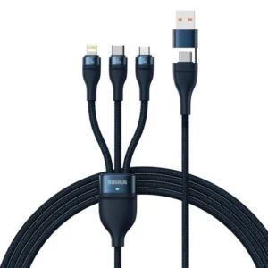 BASEUS USB kabel 3u1 Flash Series II USB A to Micro + Lightning 8-pin + Type C 100W 1.2m plavi
