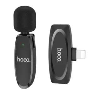 HOCO bežični lavalier mikrofon za iPhone Lightning 8-pin L15 crni