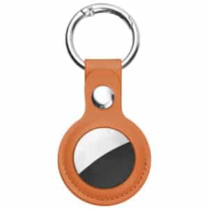Techsuit - sigurni kožni držač (SLH1) - Apple AirTag torbica s metalnim prstenom - narančasta