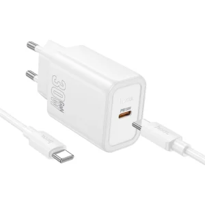 Hoco USB-C QC PD 30W zidni punjač za telefon + USB C na USB C kabel N62 bijeli
