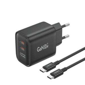Zidni punjač Foneng GaN PPS - USB + 2xType C - QC 4.0+ PD 65W s Type C na Type C kabelom crni
