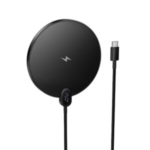 Hoco 15W induktivni punjač s USB-C kabelom i zaslonom CW62 crne boje