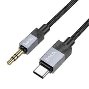 Audio AUX kabel Jack 3.5 mm (muški) na USB C (muški) Hoco 1 m UPA32B crni