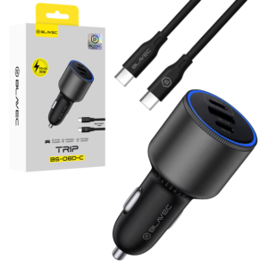 Auto punjač Blavec USB + 2xType C - QC 3.0 + PD (95W) s Type C na Type C kabelom